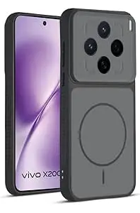 Mr. Case Back Cover for Vivo X200T 5G | Ring Design Protective Case with Camera Cut Protection | Anti Slip Grip | Shockproof Mobile Cover - Black