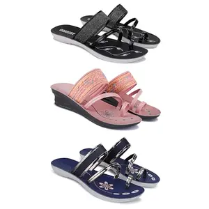 Women's Comfortable Sandal,Casual Lightweight Sandal for Everyday Wear for women's(GR-(COMBO-3)-1946-1950-1945-5)
