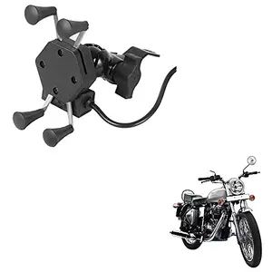 Auto Pearl -Waterproof Motorcycle Bikes Bicycle Handlebar Mount Holder Case(Upto 5.5 inches) for Cell Phone - Royal Enfield Bullet Electra twinspark