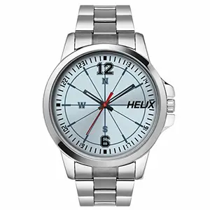 Helix by Timex Analog Watch for Man with Blue Round Dial & Silver Stainless Steel Bracelet Band Water Resistant Men's Wrist Watches - TW023HG25