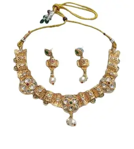 Latest Stylish Stone Studded Jewellery Set for Women |Festive Wedding Party Necklace Earrings|JS_201|