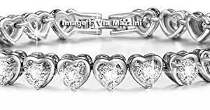 Via Mazzini 14K White Gold Pltaed 3mm Round Shaped Clear D/VVS1 Immitation Diamond Tennis Sweet Heart Design Bracelet for Women and Girls (Bracelet0123)