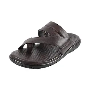 Metro Men's Brown Comfy Casual Faux Leather Stylish Toe Ring Slippers UK/10 EU/44 (16-302)