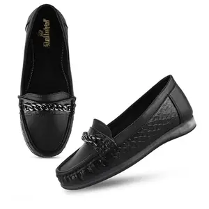 Dollphin Women Latest Stylish Pull On Loafer | Trendy Comfortable TPR Sole Shoes for Women Black