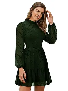 Fabium Bottle Green Flounce Dress (XXX-Large)