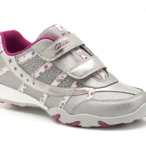Clarks Girl's Silver Leather Sports Shoes - 1.5 UK/India (33.5 EU)