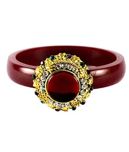 MAYA FASHION Maroon Stone Acrylic-Brass Bangle With Very Extra Large Size Elegant Extra Large Size Bangle | Perfect Fit for Plus Size banglesTrendy and Comfortable Fit for woman and girls | (Sku-ban1459)