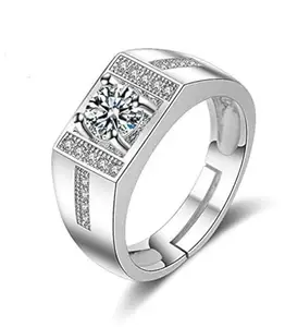 ExclusiveSterlingSilverAmericanDiamondSolitaireAdjustableRingForMenBoy(HC300-M-Ring-5007-Silver)