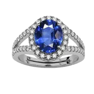 LMDLACHAMA 11.25 Ratti 10.50 Carat Certified Blue Sapphire (Neelam) Silver Ring Oval Cut Gift for Womens And Girls
