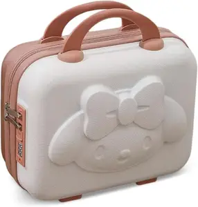 Nilzone Portable Makeup Travel Case Hand Luggage 12 Inch, Pressure-Proof ABS Carrying Makeup Case Suitcase with Elastic Band, Small Hard Shell Cosmetic Case for Travel Camping Women Girl (Style-02)