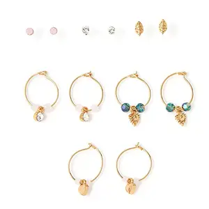 Accessorize R 6 X CRYSTAL FLOWER LEAF HOOP & STUD SE