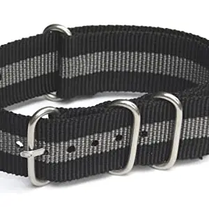 20mm Stech Dual Colour Nylon Nato Strap For Watch (Black/Grey/Black)