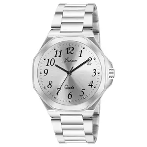 jainx Silver Steel Chain Analog Wrist Watch for Men - JM7198