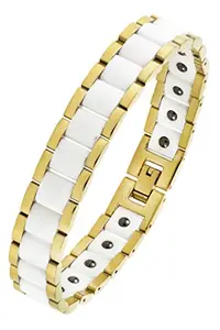 ZIVOM® White Ceramic 18K Gold 316L Stainless Steel Magnetic Bracelet For Men