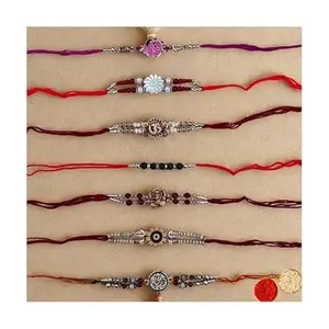 TRUESTAR Pack of 7 Premium Rakhi for Brother – Traditional, Rudraksha & Cartoon Design with Roli Chawal – Raksha Bandhan Special