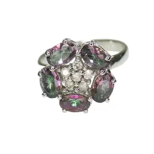 Beautiful Mytic Topaz Solitaire Ring With 925 Sterling Silver 3.77 Grams Ring