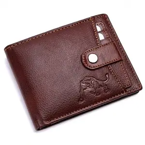 WILDBUFF Stylish Genuine Leather RFID Protected Premium Wallet/Purse for Mens and Boys (Brown)