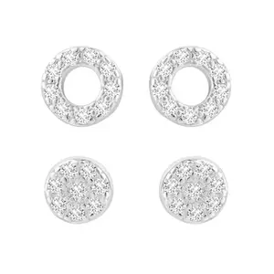 Accessorize London Women's 925 Sterling Silver Hallmark Cubic Zirconia Studs Earrings pack of two