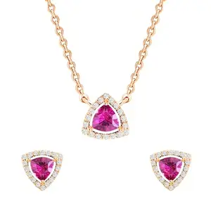 MINUTIAE Rose Gold-Plated Crystals Studded Earring & Necklace Jewellery Set For Women's & Girls_MNT0474DPK_SET_RG