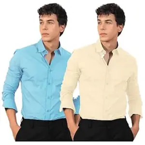 Pinkmint Men's Solid Cotton Formal Shirt | Plain | Full Sleeve - Regular Fit (Available in Plus Sizes and Combo Pack of 2)