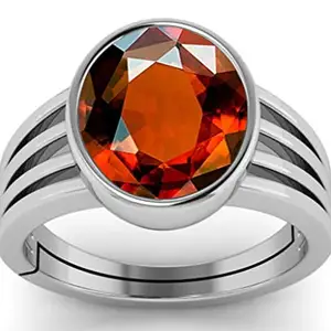 LMDPRAJAPATIS LMDPRAJAPATIS 11.25 Ratti / 10.50 Carat Certified Gomed/Garnet Loose Gemstone Silver Plated Ring For Men And Women's