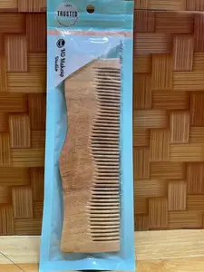 Neem Wood Wide-Toothed Hair Comb, Natural Wooden Detangling Comb for Men and Women