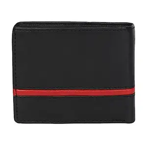 J.K LEATHERS Bi-Fold Synthetic Leather Wallet for Men (Black) Dual Color Black and Red Genuine Leather Wallet for Men
