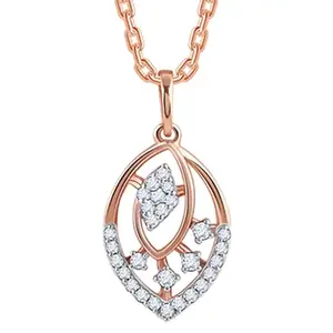 GIVA 18K Rose Gold Feuille Diamond Pendant|Gold Gifts for Women & Girls| With Certificate of Authenticity & BIS-Hallmarked Gold Jewellery