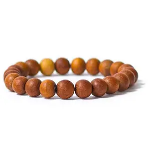 SHIVALOKA Sandalwood Bead Bracelet | Pure Chandan Beads | 8.00 mm Bead Size | Stretchable | Free Size | Meditation Bracelet For Men and Women | Handcrafted Beads