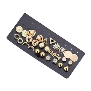 Karishma Kreations 14 Pairs Pearl Crystal Zircon Stud Earring Set Ear Stud Jewelry Earrings for Women