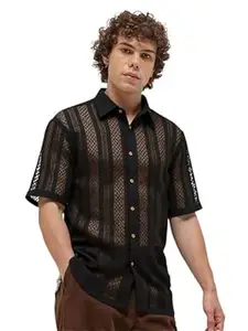 ROUGHSTER TRYKAR Mens Cotton Printed Shirt, Half Sleeve, Collared Neck, Casual Wear for Daily, Office & Outings