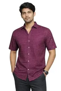 Printvaas Stylish Mens Cotton Regular Fit Half Sleeve Collared Printed Shirt | Lightweight & Breathable Fbaric | Button Down Shirt for Mens & Boys