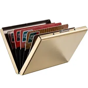 Stealodeal Gold RFID Protector Metal Debit/Credit/ATM 6 Slots for Men & Women Card Holder