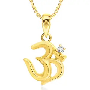 VSHINE FASHION JEWELLERY Om God Pendant American Diamond studded God Pendant Locket with Chain Gold Plated Stylish Fancy Collection Fashion Jewellery for Women, Girls, Boys and men -VSP1126G