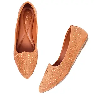 XE Looks Comfy Stone Studded Tan Bellies for Women