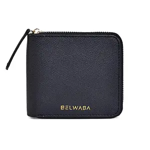 Belwaba Black Faux Leather Tri Fold Small Wallet for Women/Ladies || Credit Card Holder