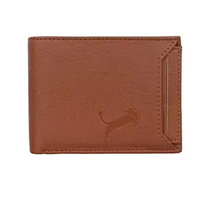 WILD EDGE Men's Wallet in Solid Design with Multiple Card Compartments & Snap Closure Artificial Leather | Smart Men's Two-Fold/Bi-Fold Wallet (Tan)