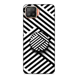 Screaming Ranngers Screaming Ranngers Designer Printed Hard Matt Finish Mobile Case Back Cover with Mobile Holder for Oppo F17 (Pattern/Mix Colour / 3D Designs/Black and Whitw Strips)