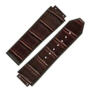 DBLACK [HLS-2OPN 25MM Leather Watch Strap (Brown Croco) // Suitable For HUBLOT Watches Only (Brown CC - With Buckle & Tools)