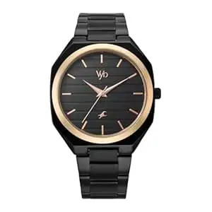 Fastrack Vyb 6.0 Horizon Quartz Black Shaped Dial Men's Watch | Stainless Steel Strap Material Analog | Guys Analog Watches - FV30031KM02