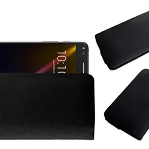 ACM Rich Soft Carry Case Compatible with Alcatel X1 Mobile Handpouch Leather Cover Pouch Black