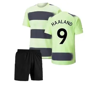 Haaland 9 Away Football Team Official Jersey with Shorts (Kid's, Boy's & Men)(Small 36) Multicolour