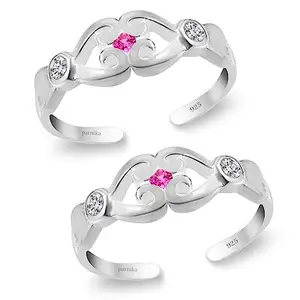 Parnika (Formerly MJ 925 CZ Embellished Contemporary Design Silver Toe Rings In Pure 92.5 Sterling Silver For Women | Chandi Bichiya Bichhiya | With Certificate Of Authenticity
