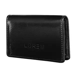 Lorem Black Mini Wallet for ID, Credit-Debit Card Holder & Currency with Push Button for Men & Women WL629