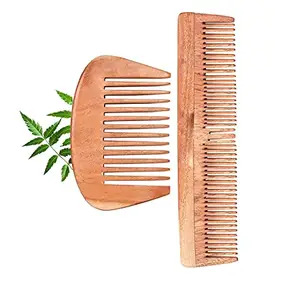 BODE - Kacchi Neem Comb, Wooden Comb | Hair Growth, Hairfall, Dandruff Control | Hair Straightening, Frizz Control | Comb for Men, Women | Treated with Neem Oil, Bhringraj & 17 Herbs (STYLE-3)