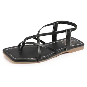 Denill Women And Girls Ankle Wrap Fashion Sandal (Black) UK-8