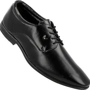 WALKAROO Men's Formal Shoe Black Oxford (WF6010)