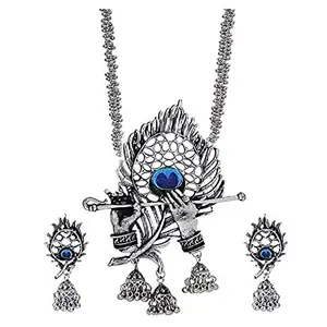 Krishna pendent Silver Necklace Jewellery Set for Women