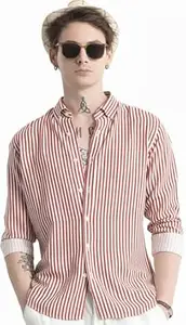U TURN Men's Cotton Casual Printed Striped Stylish Latest T-Shirt for Men