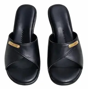 Women’s Stylish Black Slip-On Sandals | Soft Cushioned Sole, Office & Casual Use | Trendy & Comfortable | Comfortable Office wear